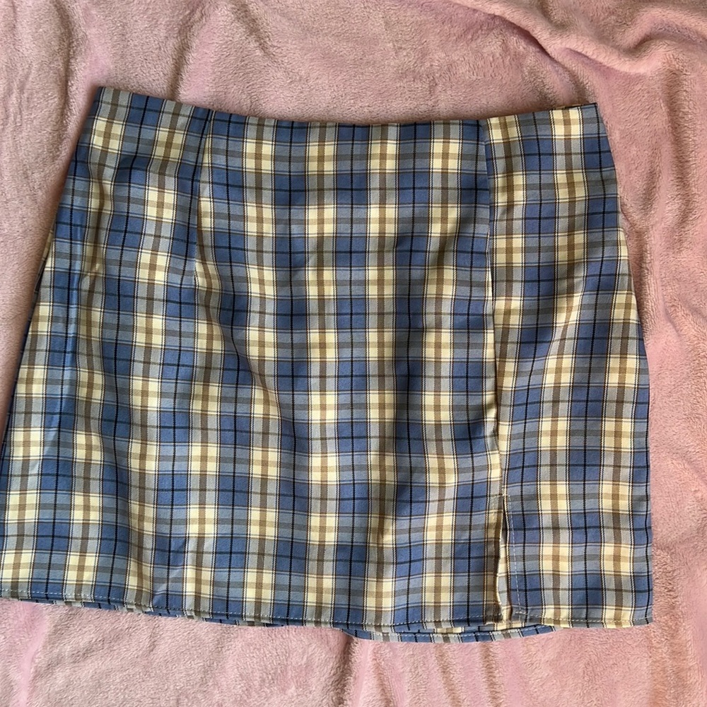 Shein blue plaid skirt